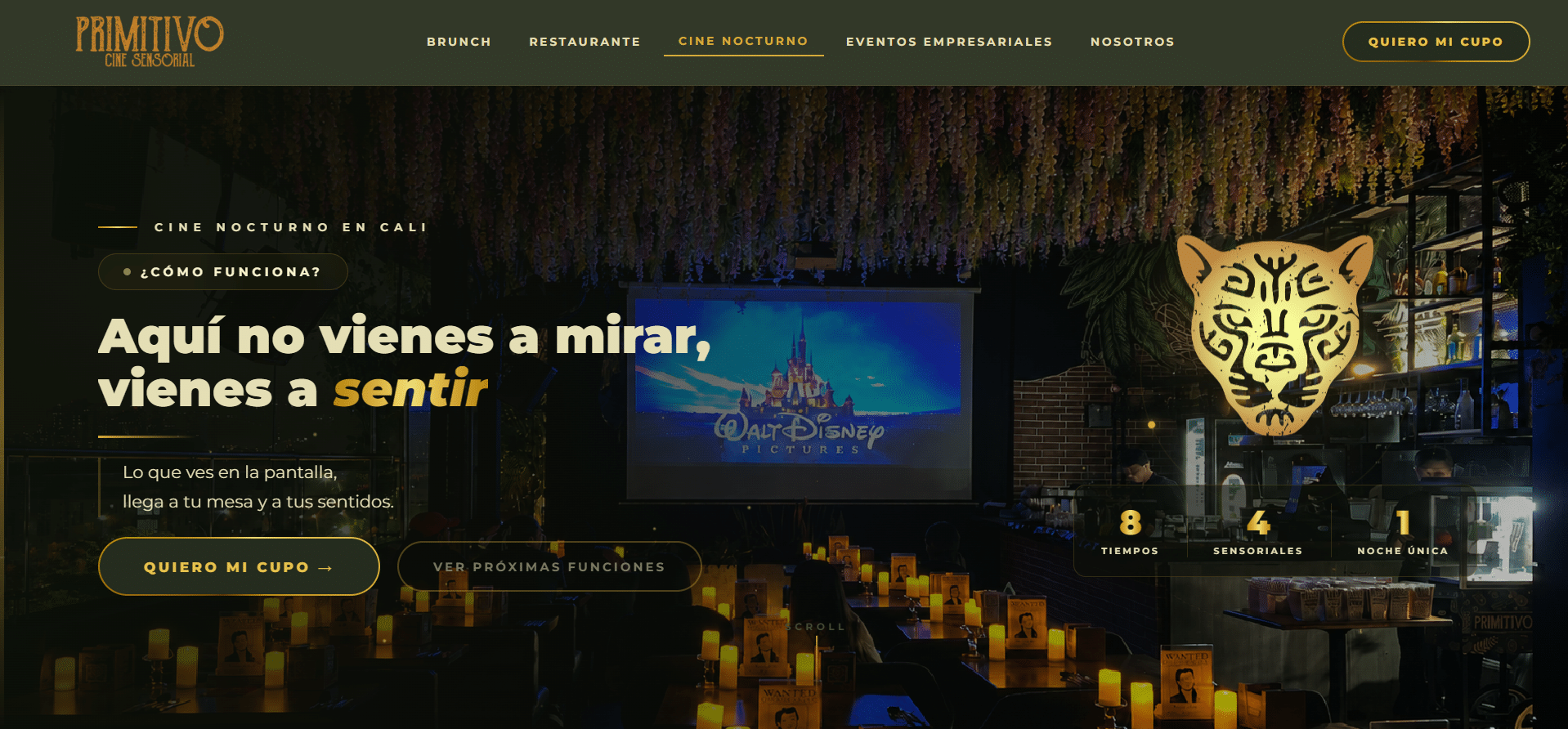 Primitivo Sensorial — diseño web e-commerce para restaurante en Cali