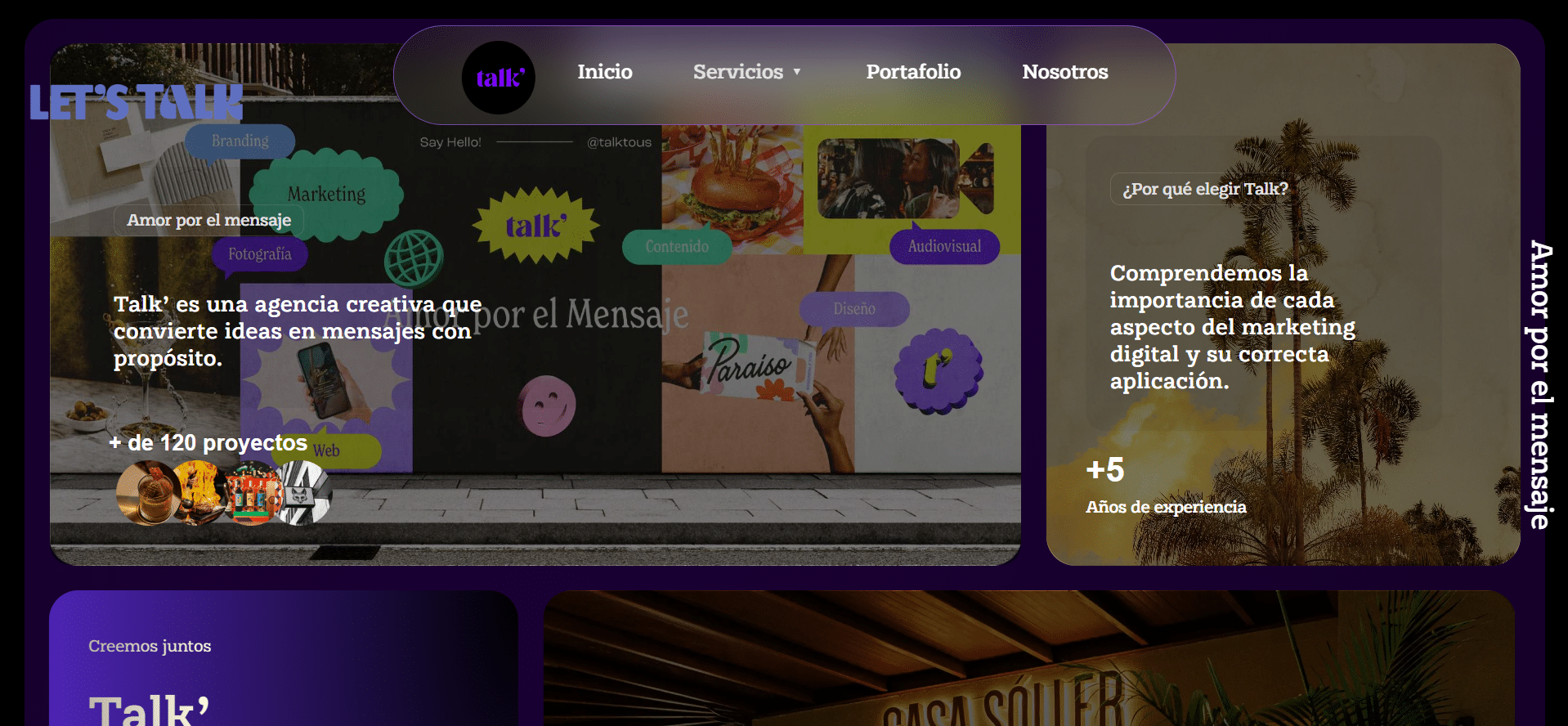 Talk — landing page para agencia creativa
