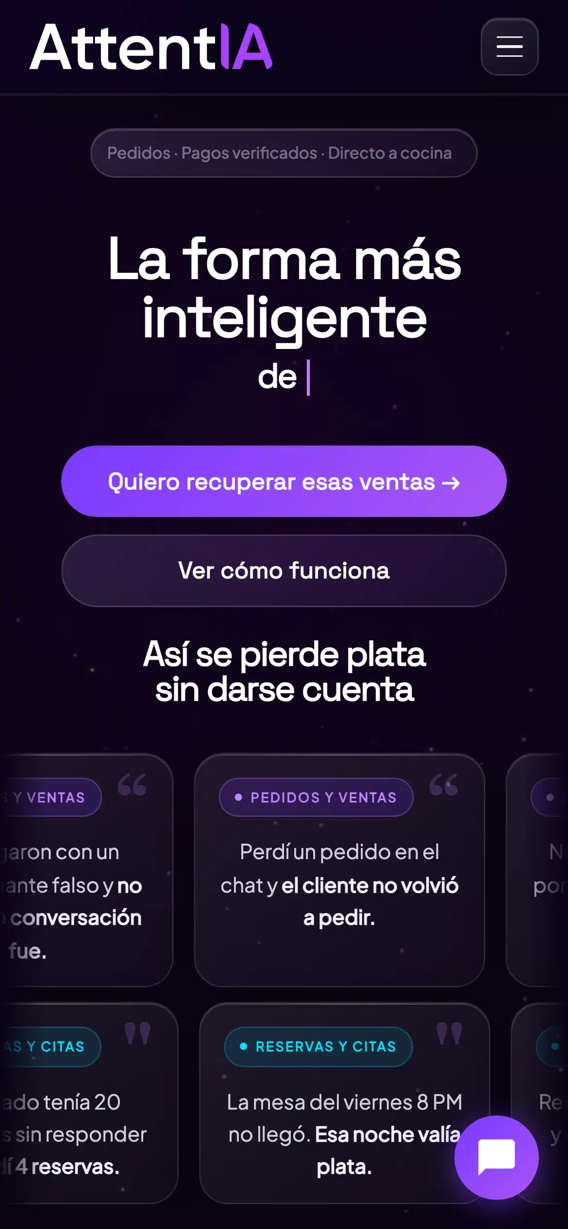 Vista móvil de la portada de AttentIA
