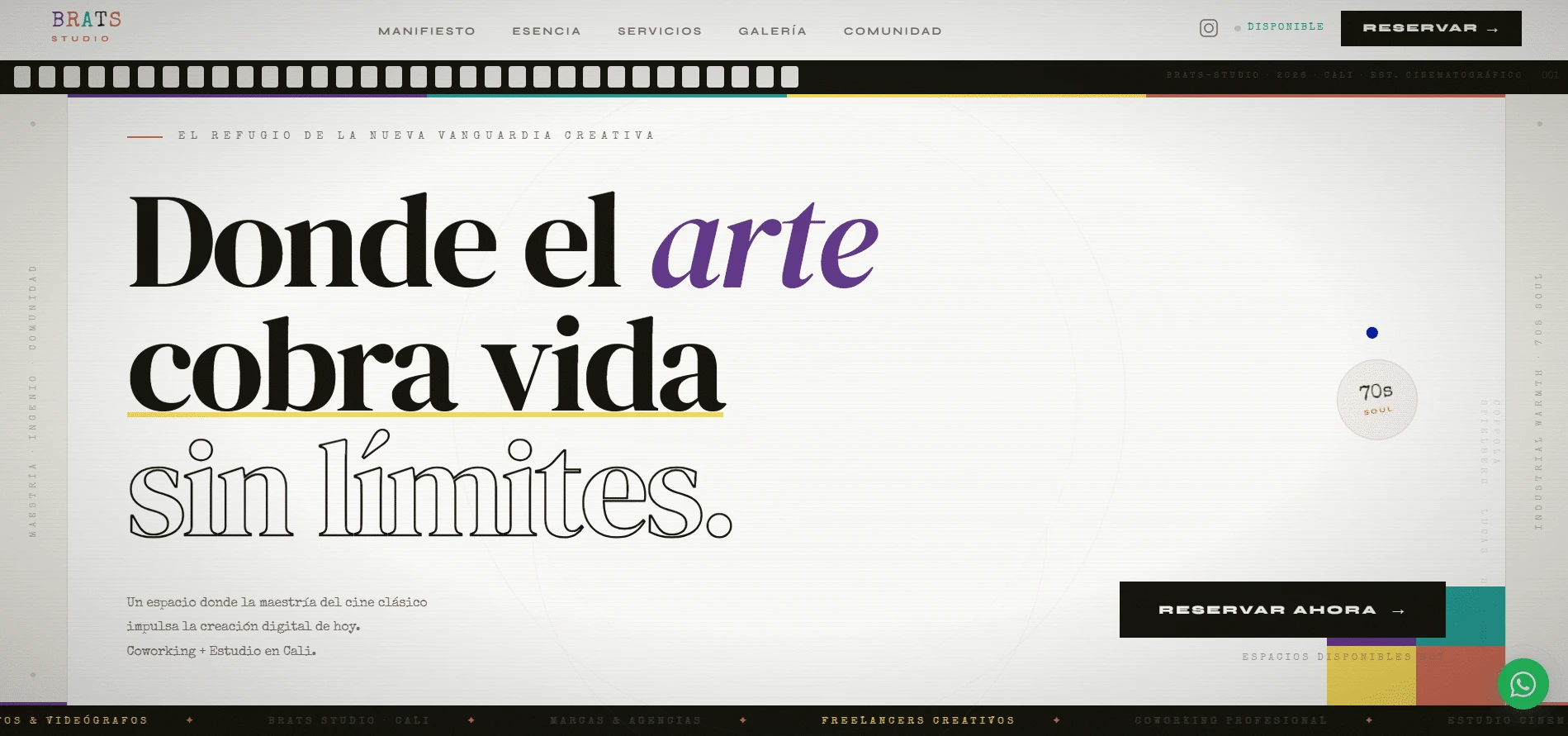 Proyecto seleccionado Brats Studio: captura del sitio web en computador