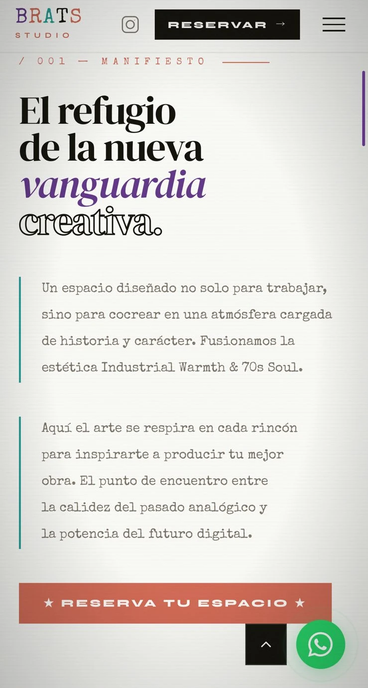 Brats Studio: vista en celular