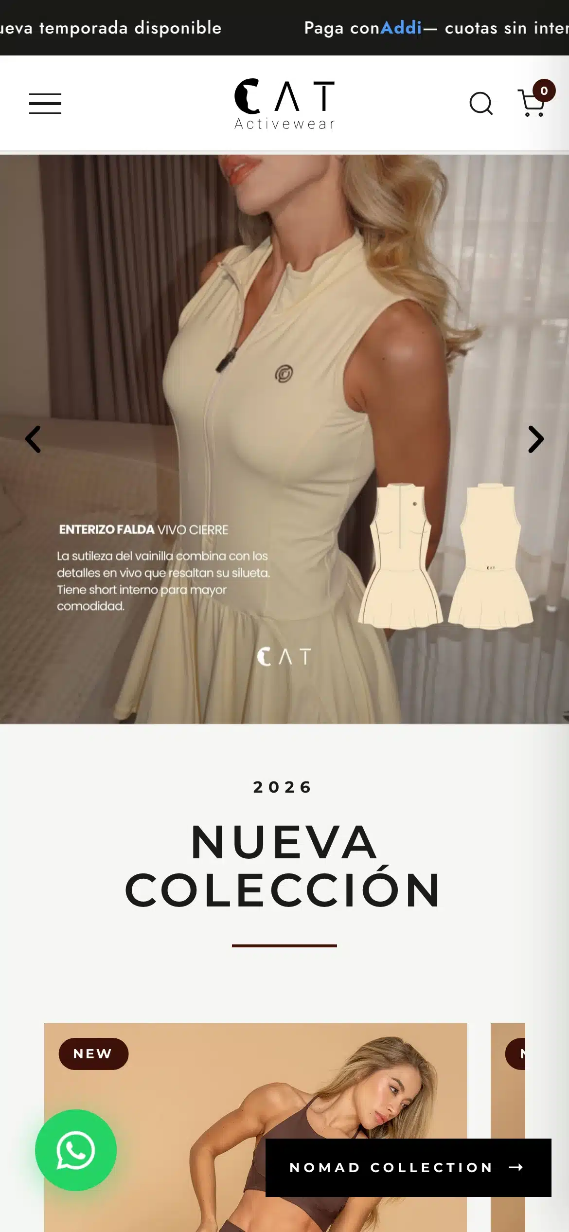 CAT Activewear: vista en celular