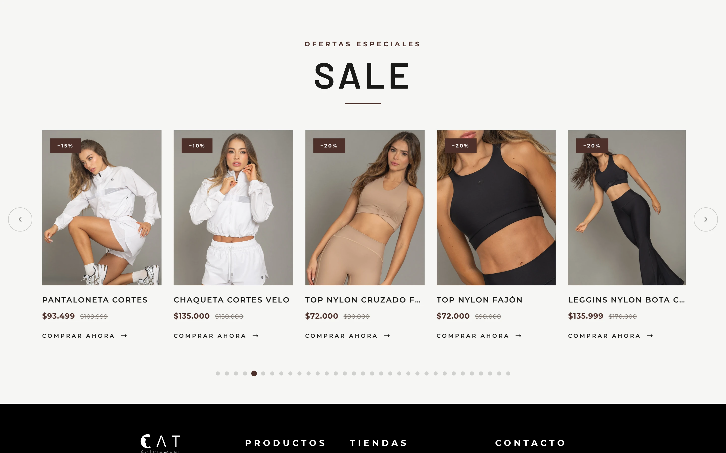 Sección Sale con productos en oferta y porcentaje de descuento