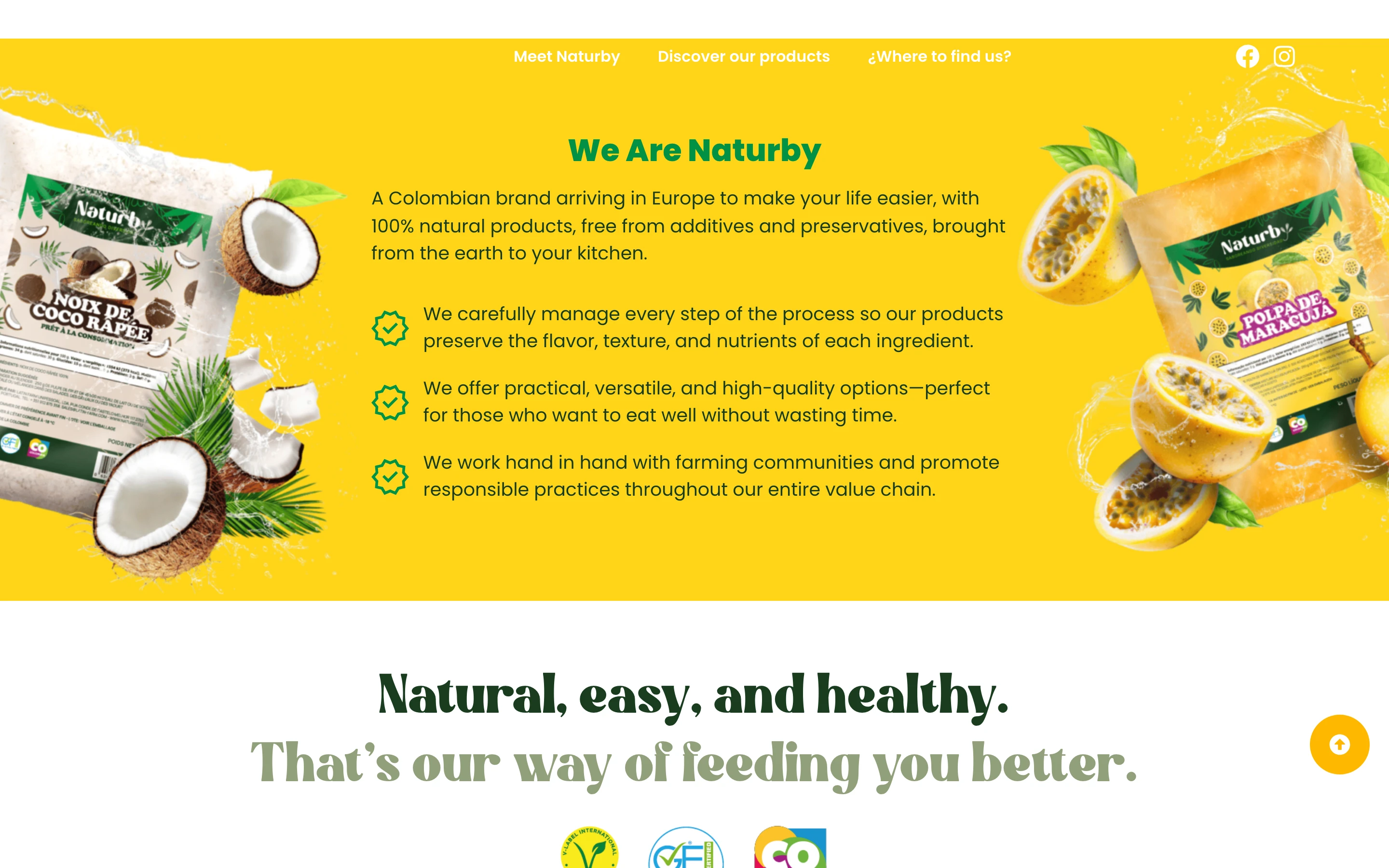 Sección We Are Naturby con propuesta de valor