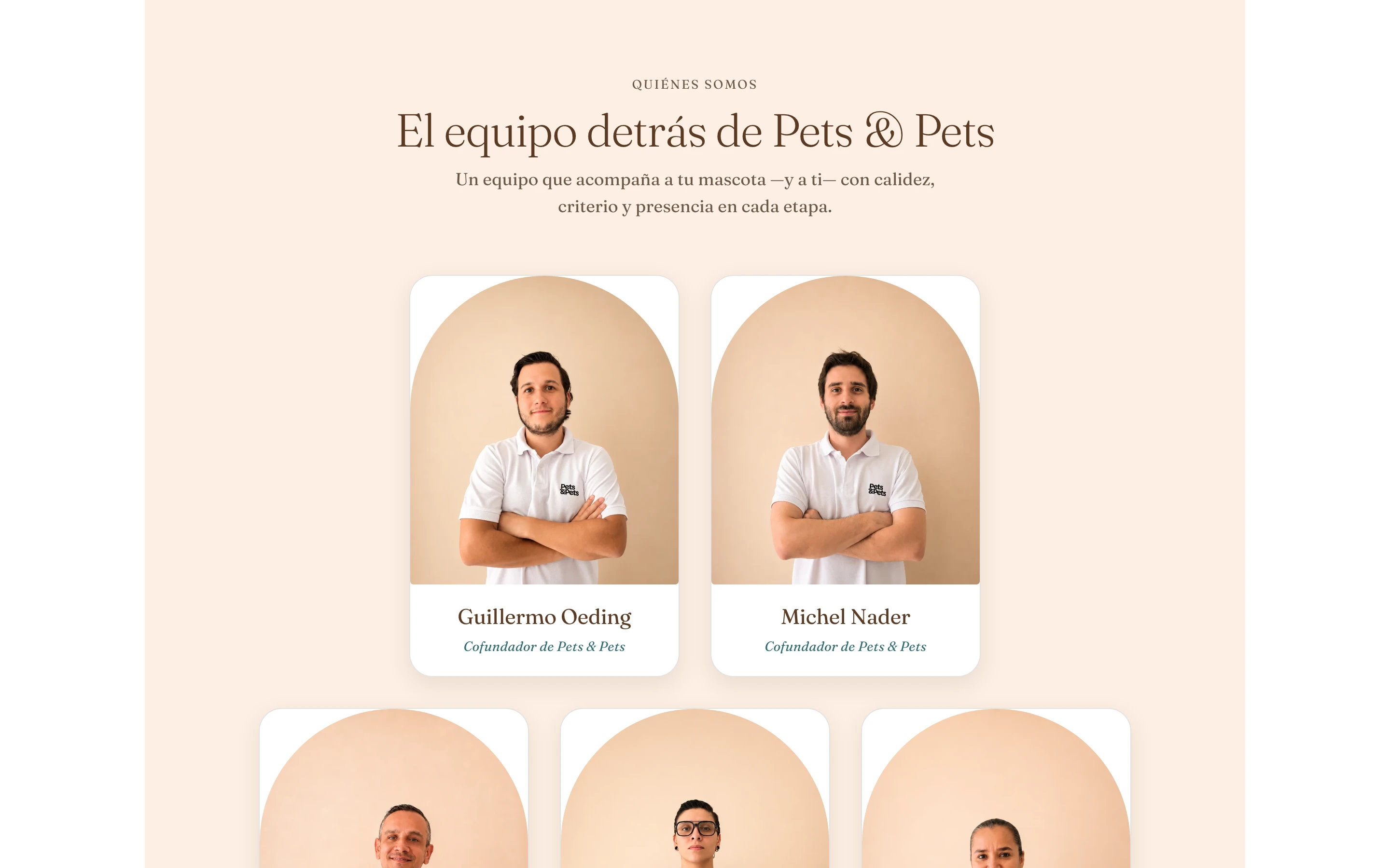 Sección El equipo detrás de Pets & Pets