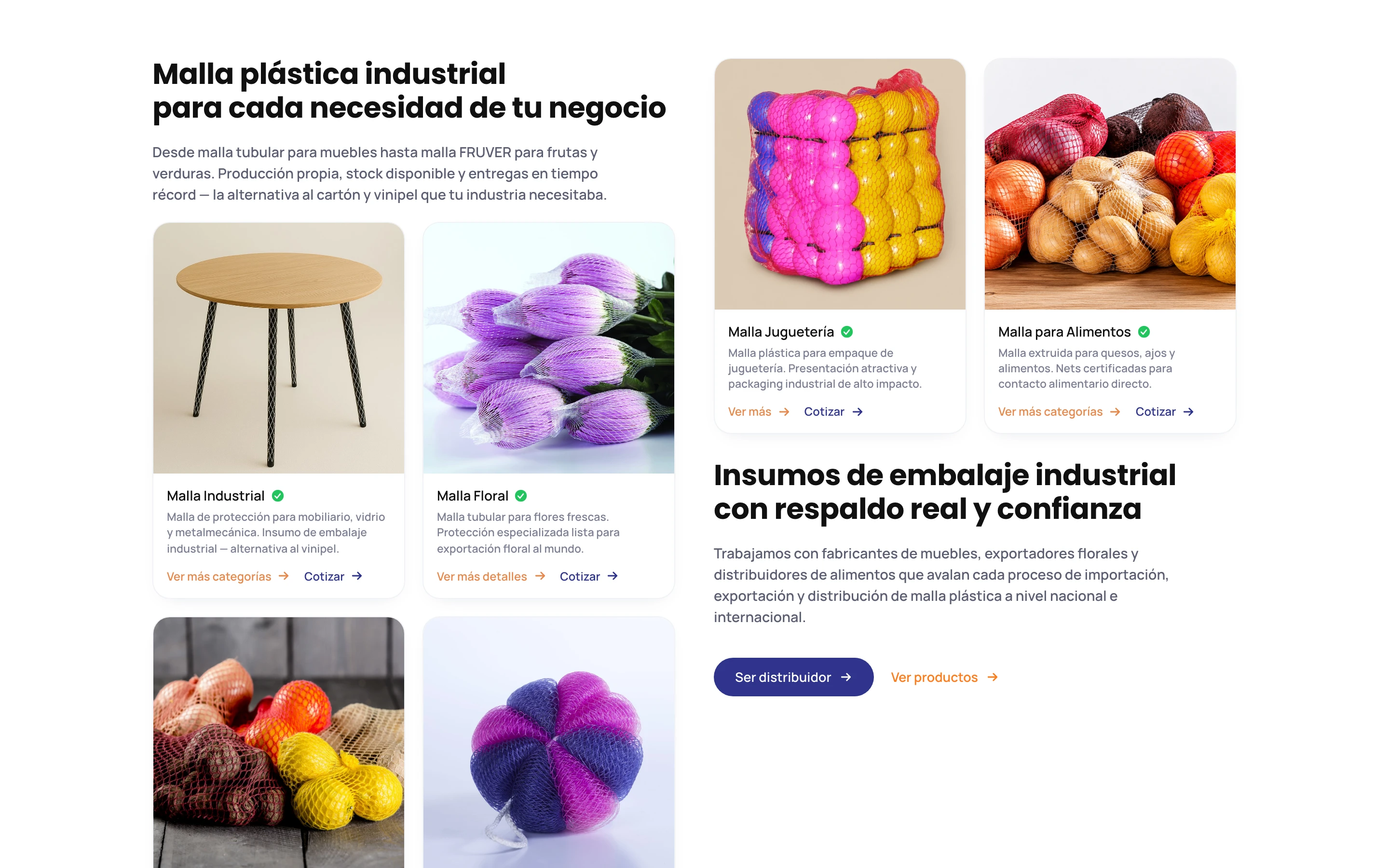 Sección de malla plástica industrial para cada necesidad
