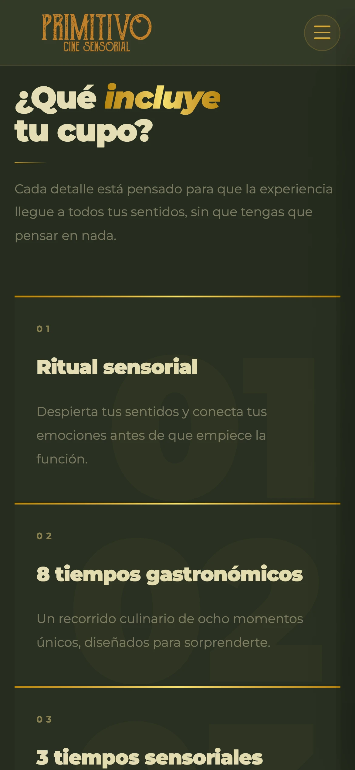 Vista móvil de la sección Qué incluye tu cupo