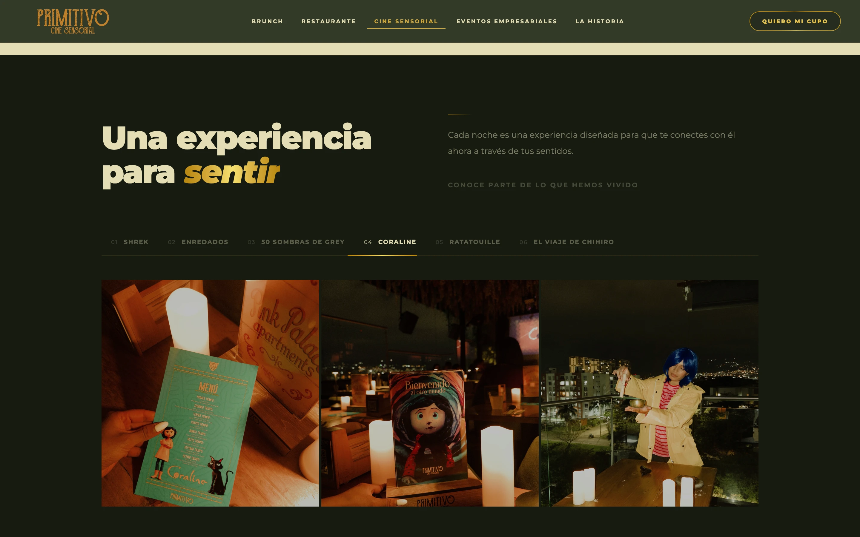 Galería de películas vividas en Primitivo: Shrek, Enredados, Coraline, Ratatouille