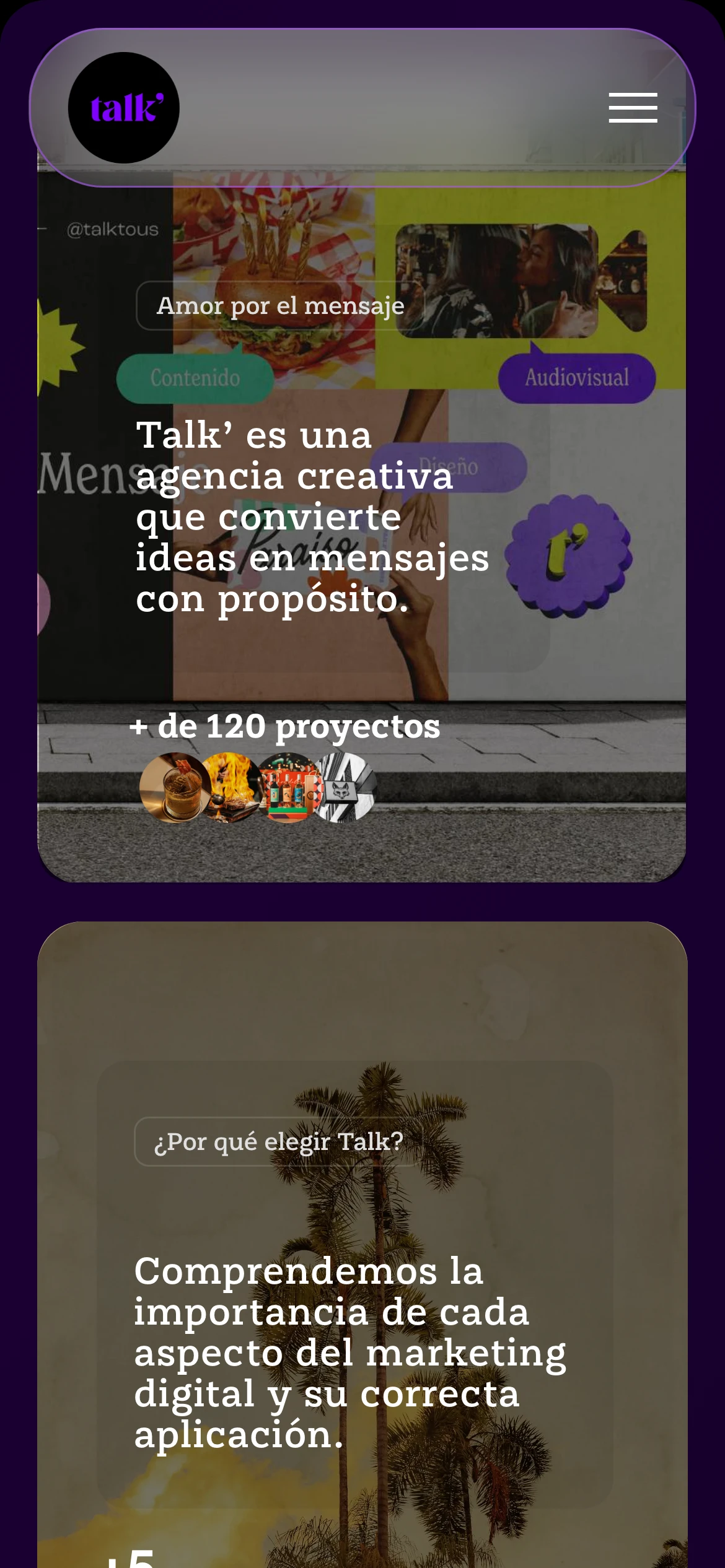Vista móvil de la portada de Talk