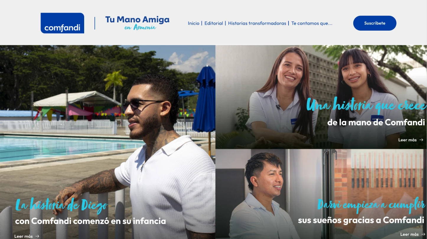 Portada de Tu Mano Amiga: historias destacadas de afiliados de Comfandi