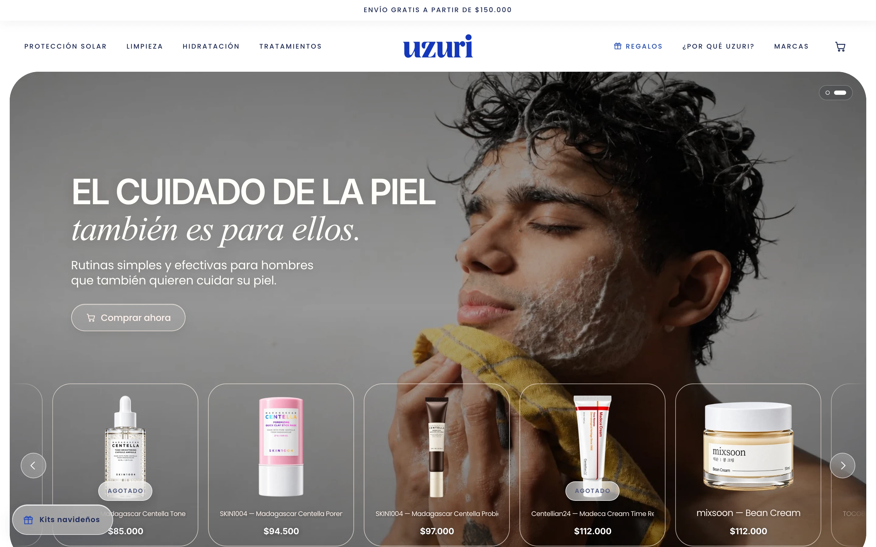 Proyecto seleccionado Uzuri: captura del sitio web en computador
