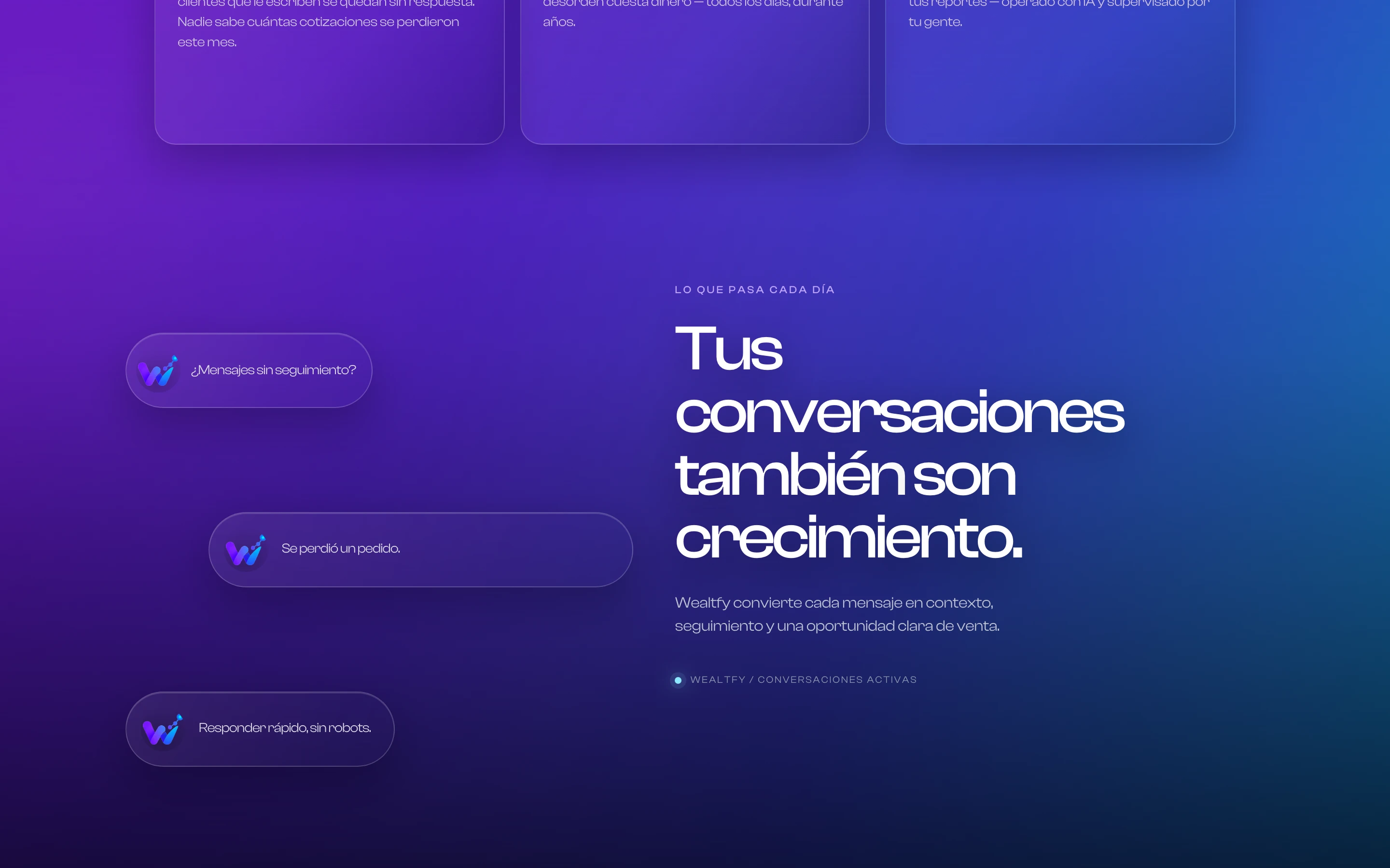 Sección Tus conversaciones también son crecimiento