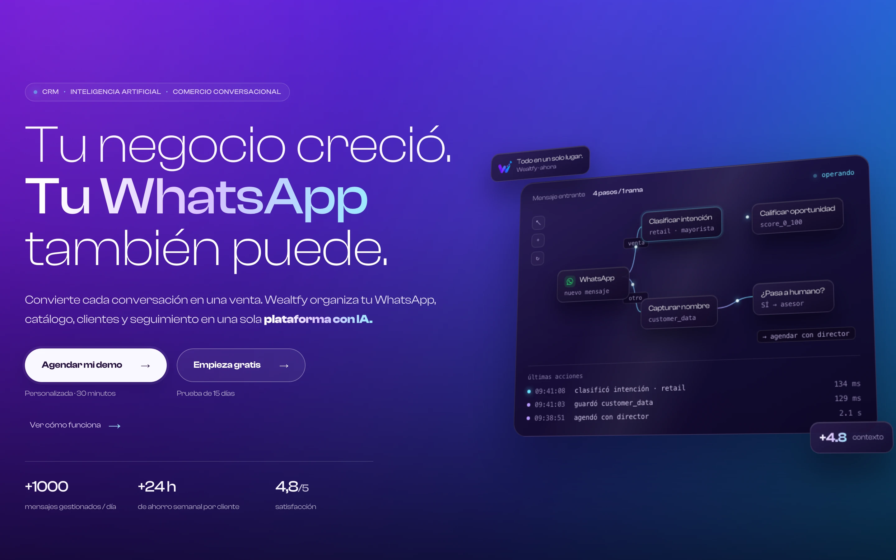 Portada de Wealtfy: Tu negocio creció. Tu WhatsApp también puede.
