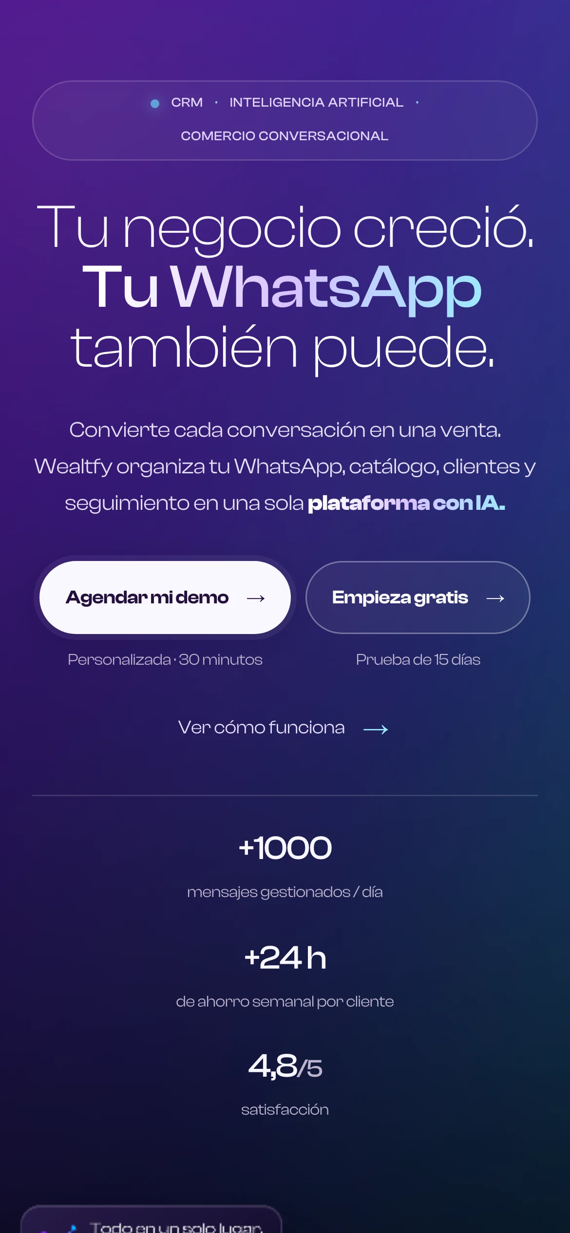 Vista móvil de la portada de Wealtfy